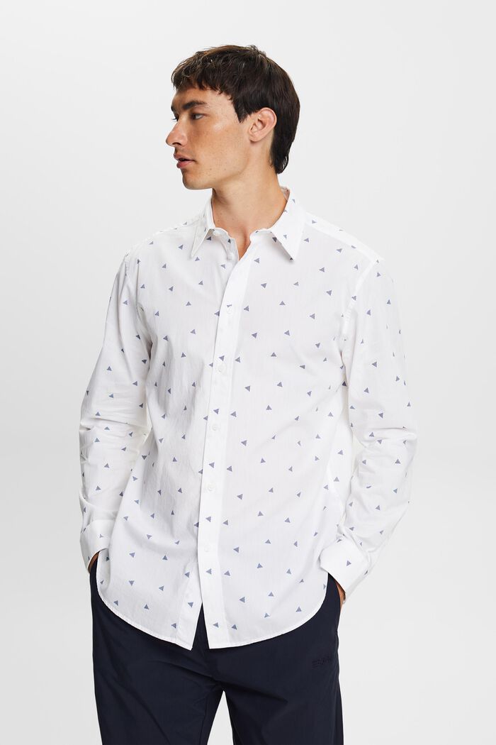 Mönstrad skjorta, 100% bomull, NEW WHITE, detail image number 1