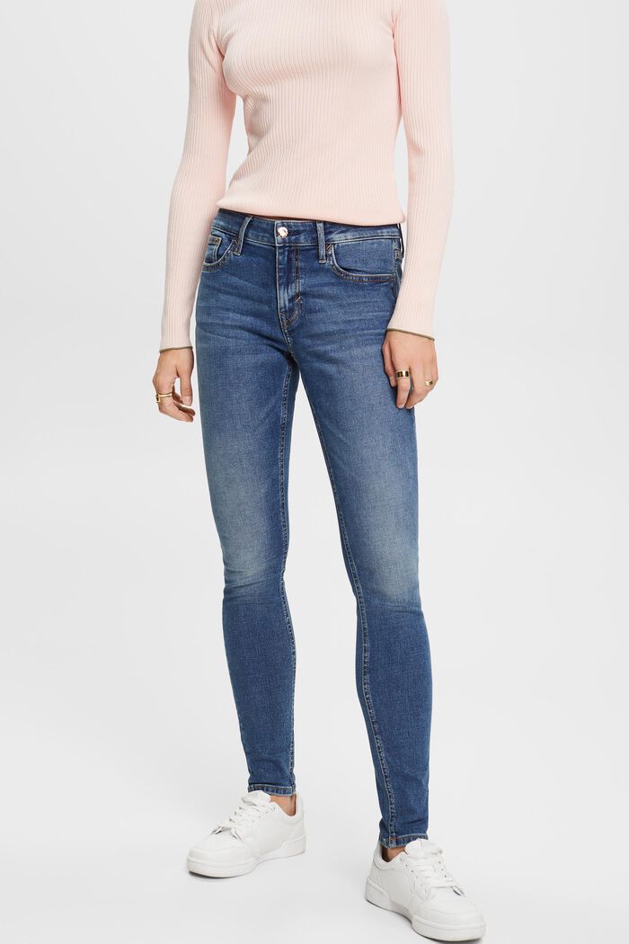 Skinny-jeans med mellanhög midja, BLUE MEDIUM WASHED, detail image number 1