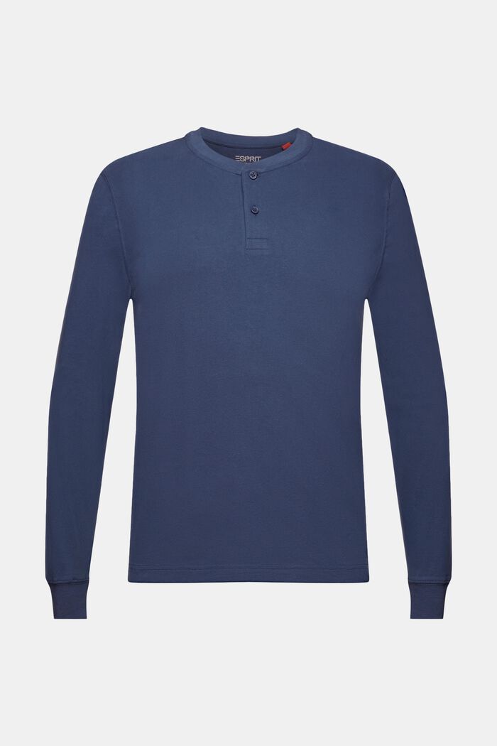 Henley-tröja i urtvättad bomullsjersey, GREY BLUE, detail image number 6