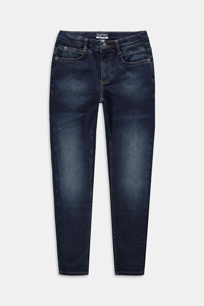 Avsmalnande jeans med justerbar linning, BLUE BLACK WASHED, detail image number 0