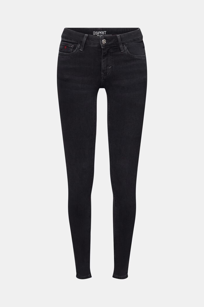 Skinny-jeans med mellanhög midja, BLACK RINSE, detail image number 7