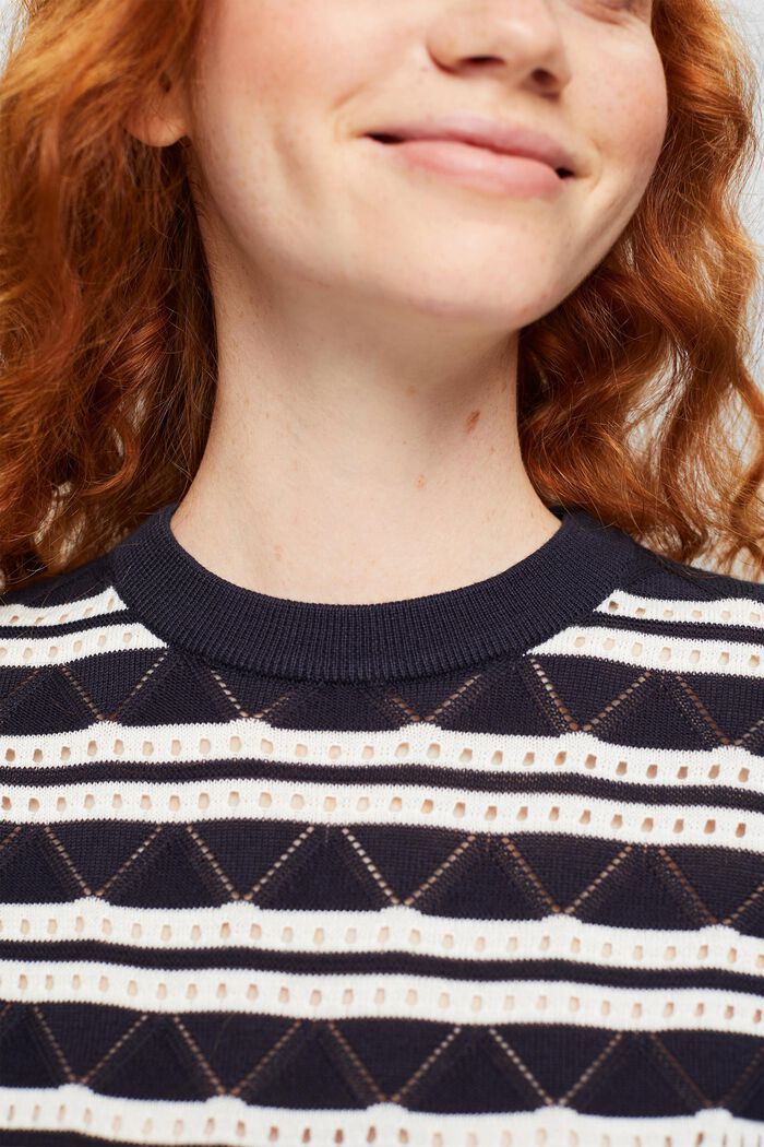 Pointelle-tröja med ränder, NAVY, detail image number 0