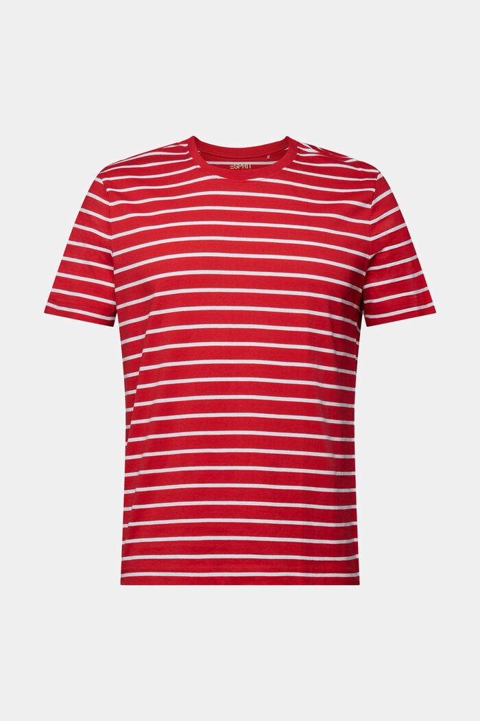 Randig T-shirt i bomullsjersey, DARK RED, detail image number 7