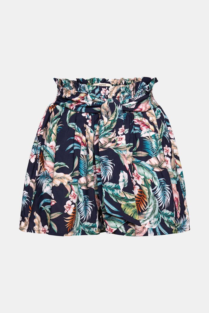 Shorts med tropiskt mönster, LENZING™ ECOVERO™, NAVY, detail image number 0