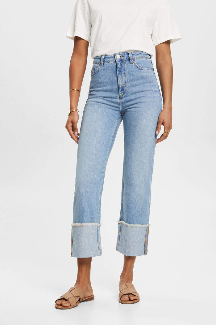 Korta jeans i 80-talsstil med fixerade uppvikta benslut, TENCEL™, BLUE LIGHT WASHED, detail image number 0