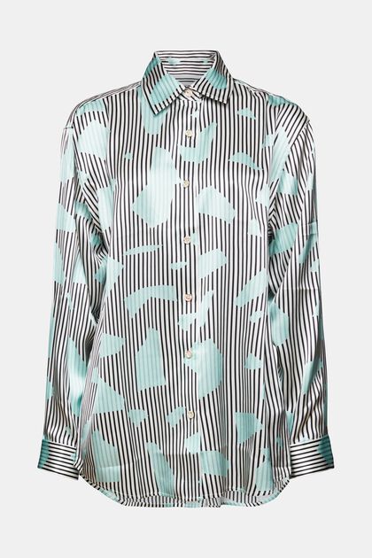 Mönstrad button down-skjorta i silke