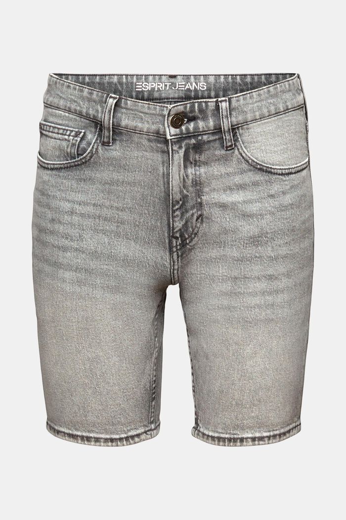Smala jeansshorts med medelhög midja, GREY MEDIUM WASHED, detail image number 7