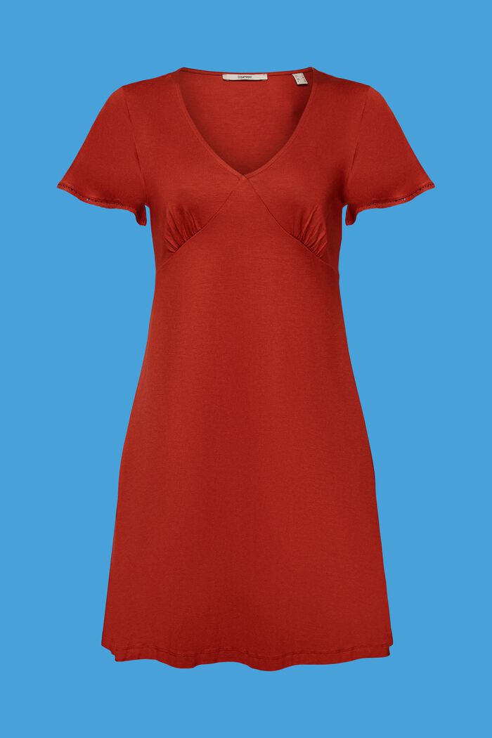 Jerseyklänning med utsvängd ärm, TERRACOTTA, detail image number 6