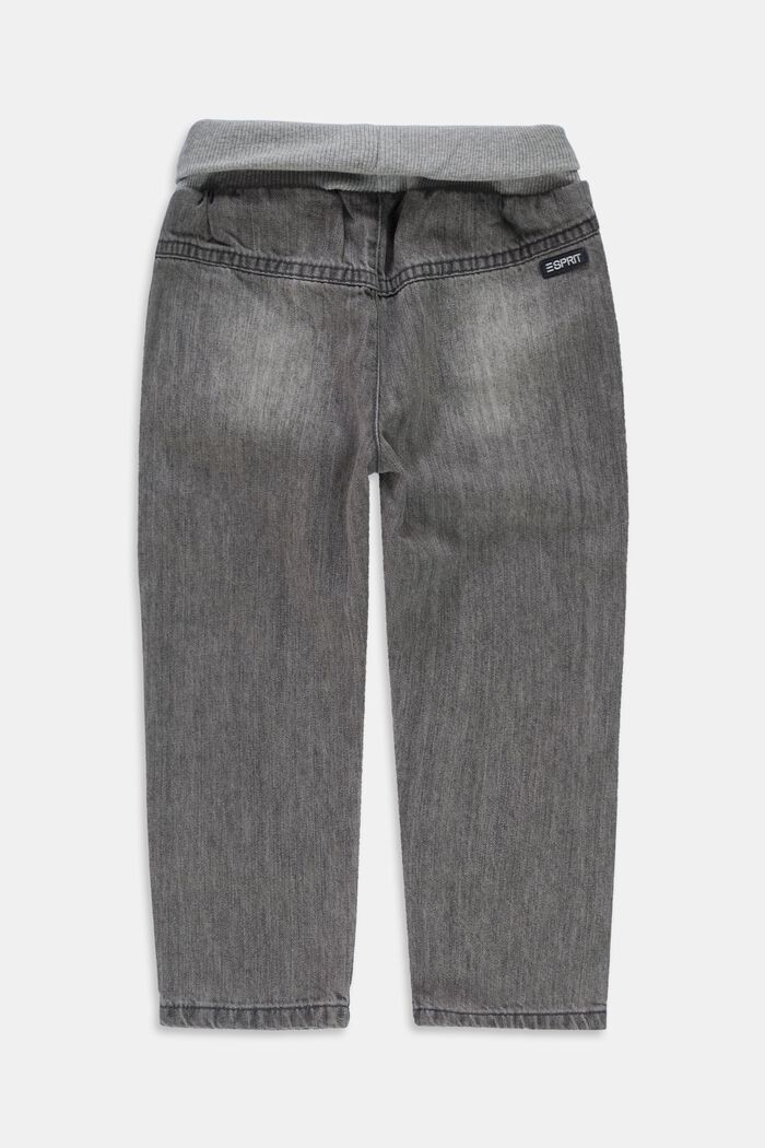 Jeans med ribbad linning, 100% ekobomull