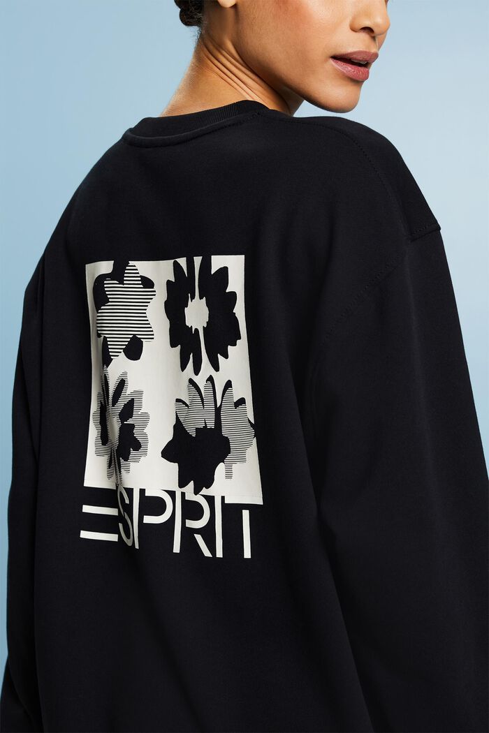 Oversize-sweatshirt med mönster, BLACK, detail image number 5