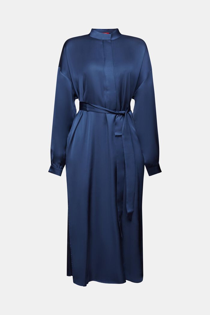 Skjortklänning i satin, GREY BLUE, detail image number 5