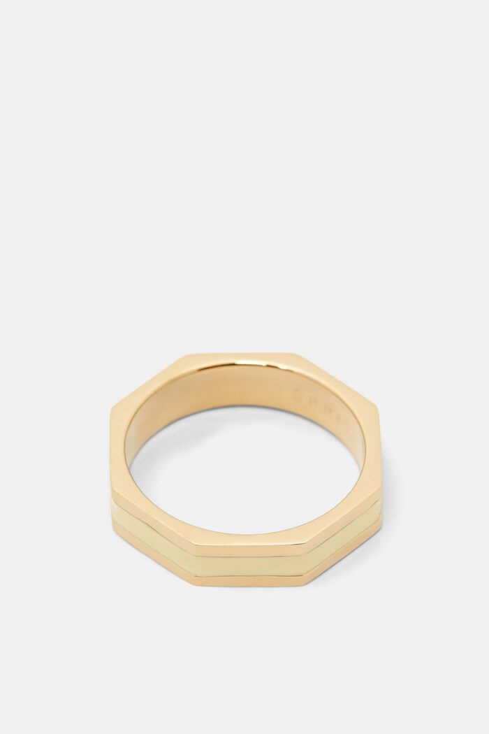 Kantig ring med färg, rostfritt stål, GOLD, detail image number 0