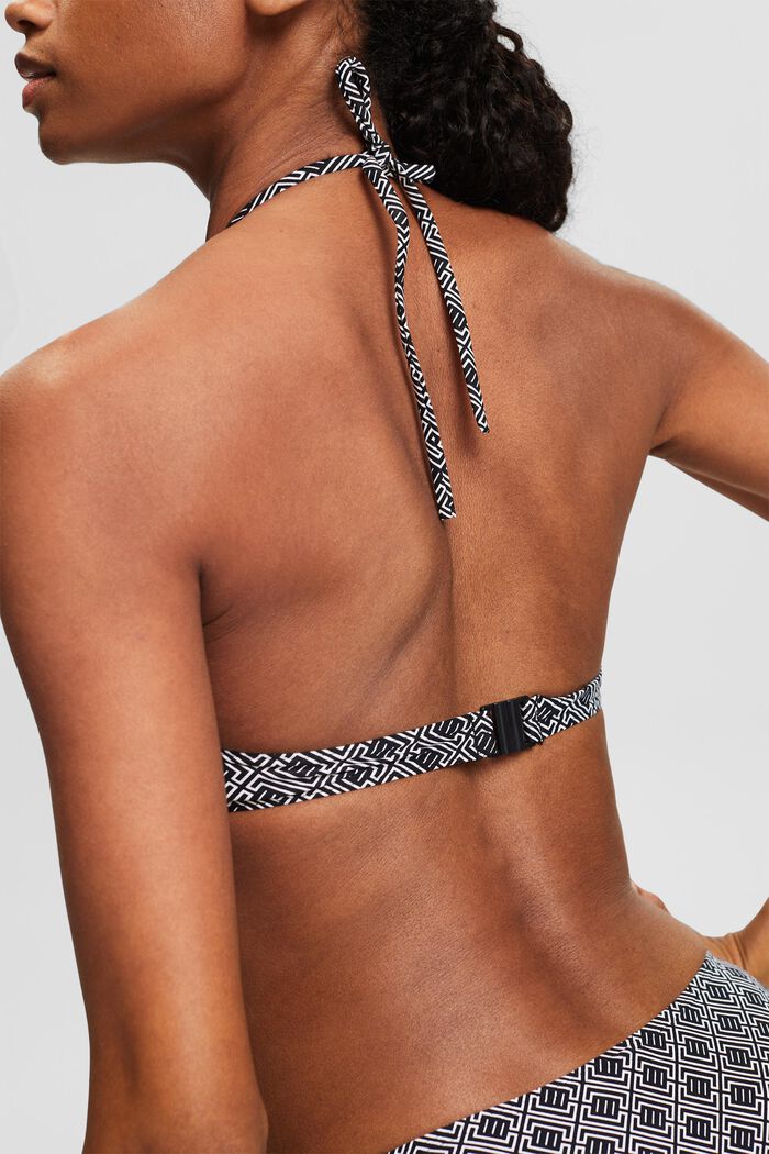 Mönstrad bikiniöverdel med halterneck, BLACK, detail image number 1