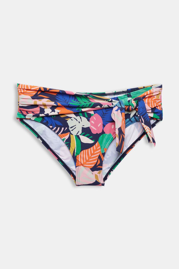 Färgglatt mönstrad bikinitrosa med knytdetalj, NAVY, overview