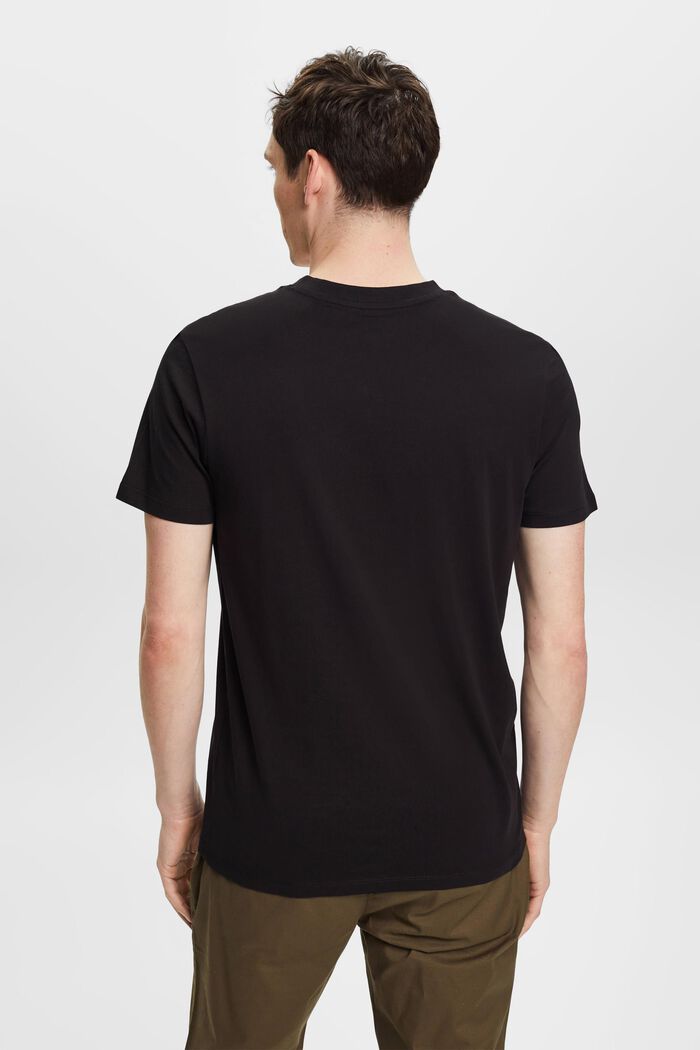 V-ringad T-shirt i bomull med smal passform, BLACK, detail image number 3