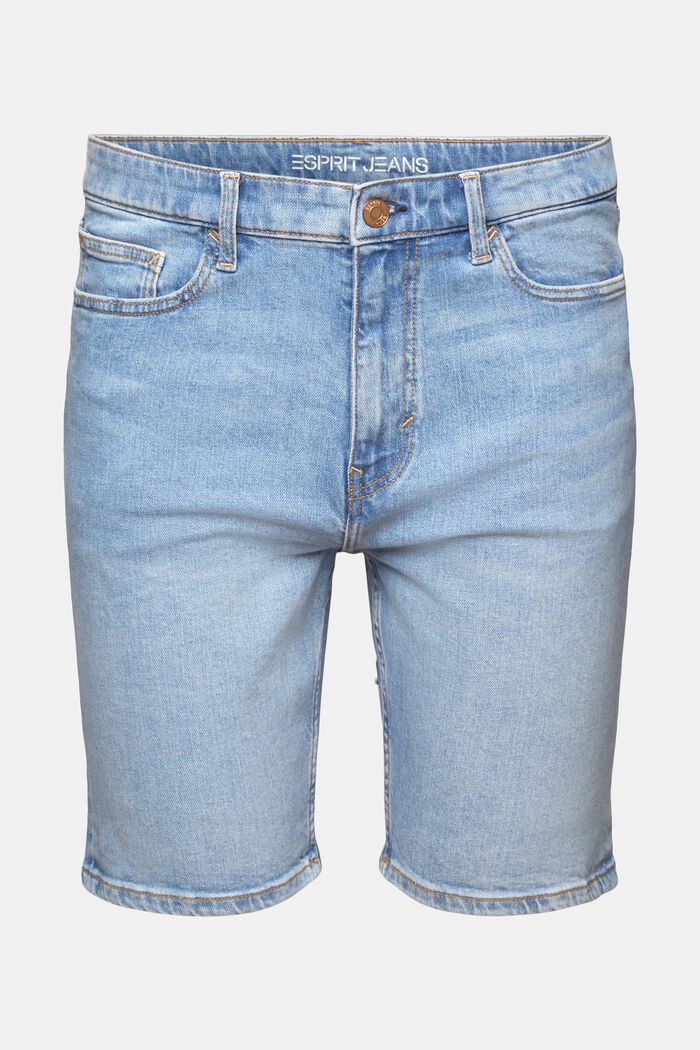 Raka jeansshorts med medelhög midja, BLUE LIGHT WASHED, detail image number 6