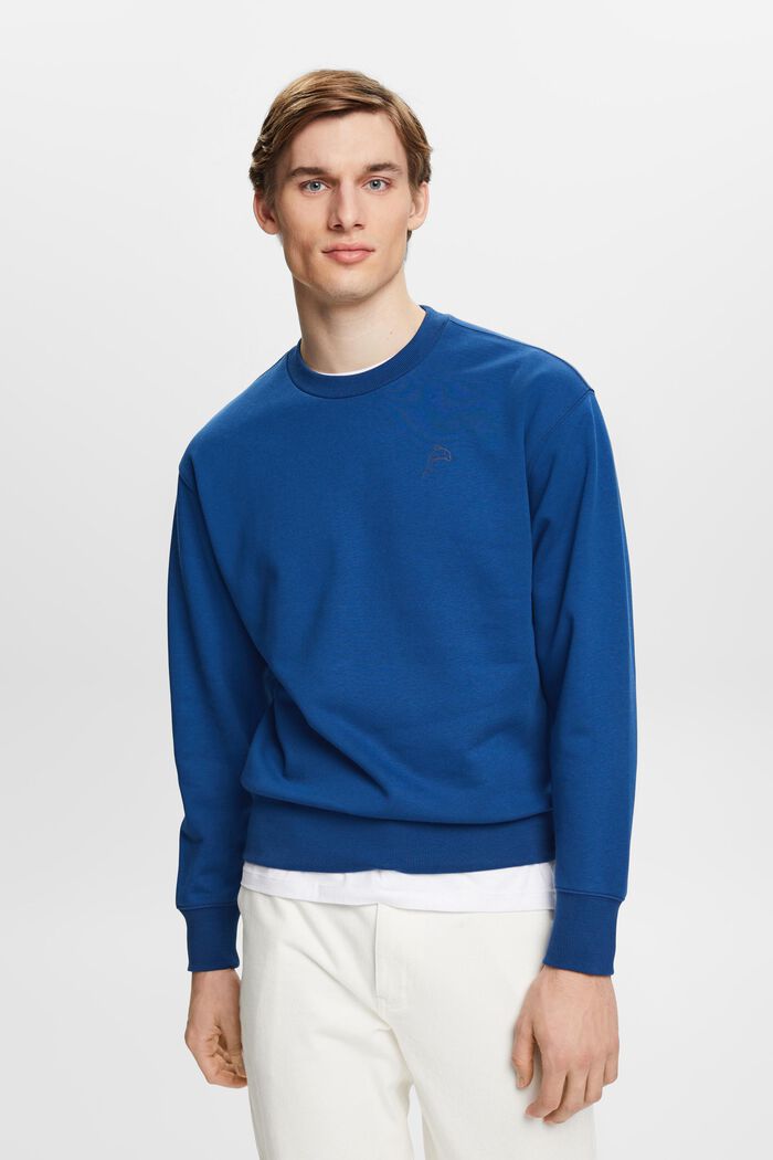 Sweatshirt med litet delfintryck, BRIGHT BLUE, detail image number 0
