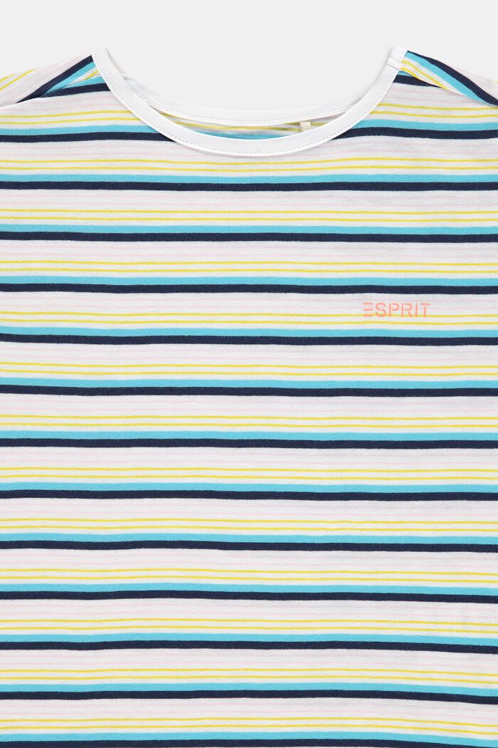 T-shirt med ränder, 100% bomull, PETROL BLUE, detail image number 2