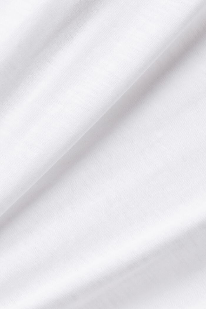 Bomulls-T-shirt med djup och vid ringning, WHITE, detail image number 5
