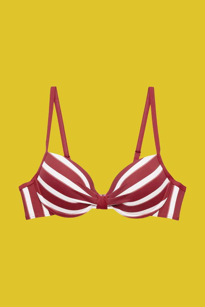 Vadderad bikiniöverdel med bygel och ränder, DARK RED, detail image number 4