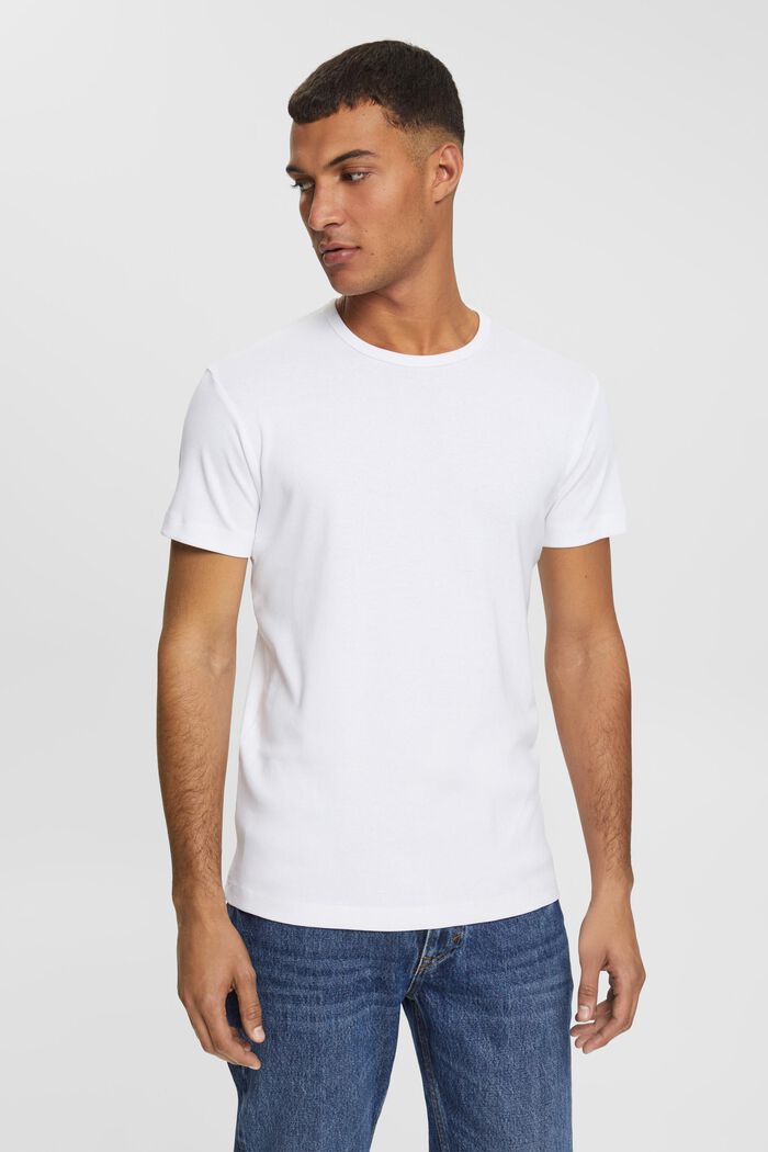 T-shirt i jersey med smal passform, WHITE, overview