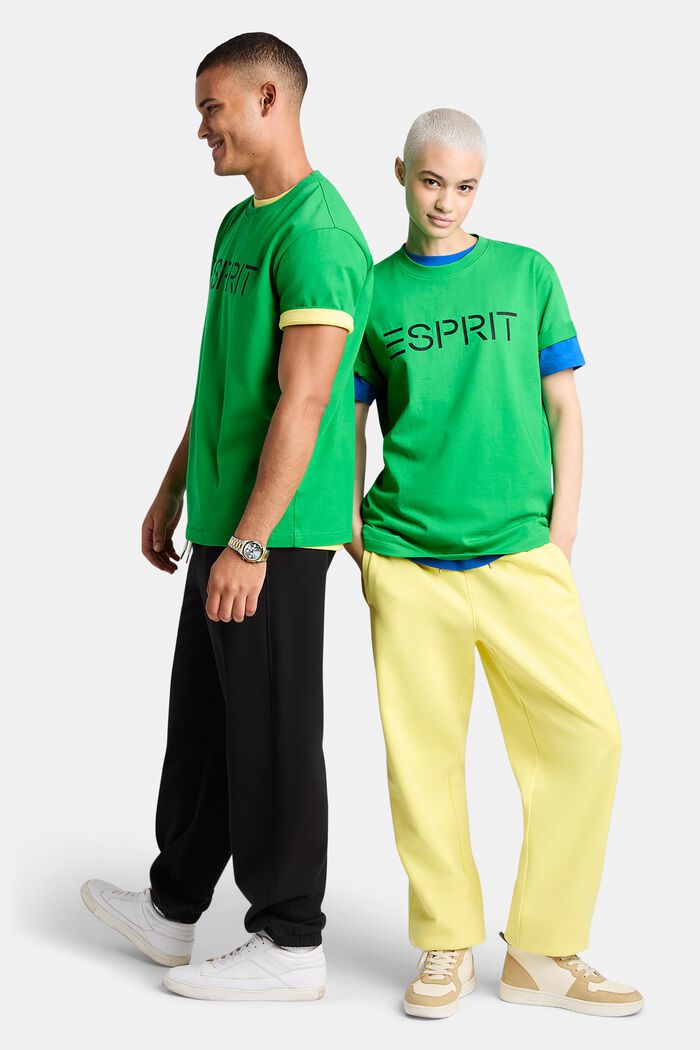 T-shirt i bomullsjersey med logo, unisexmodell, GREEN, detail image number 0