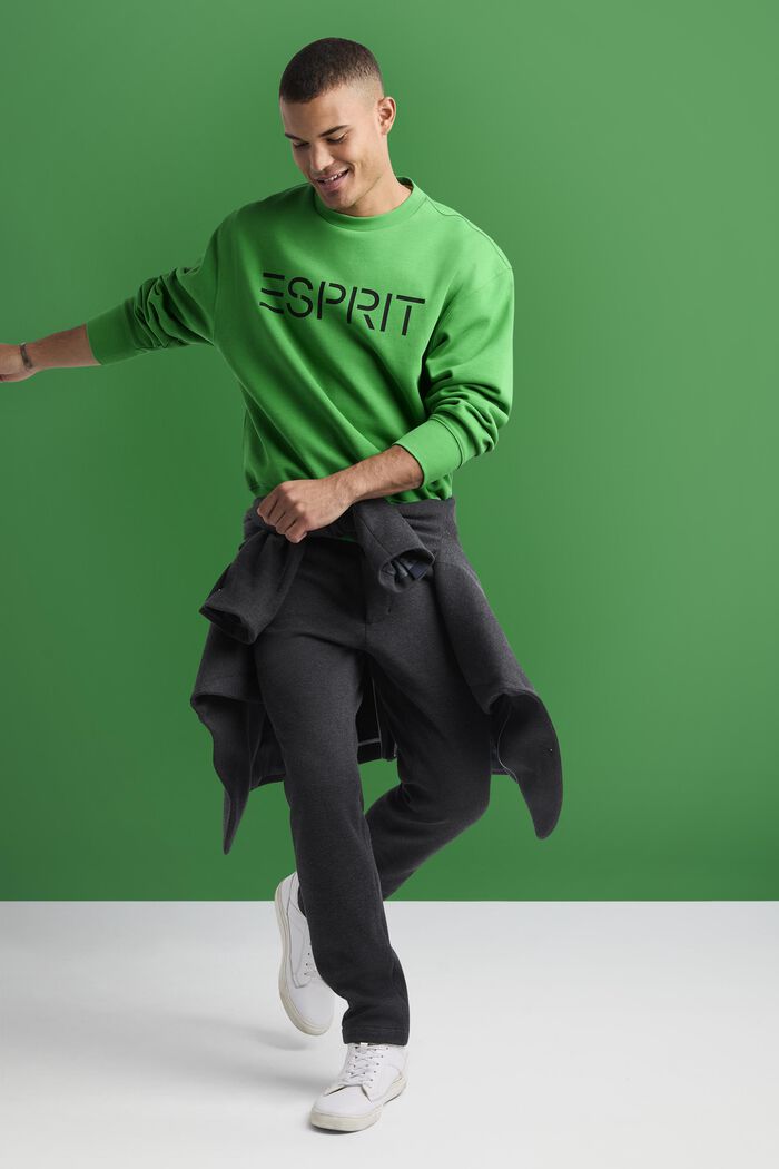 Unisex-sweatshirt i bomullsfleece med logo, GREEN, detail image number 1