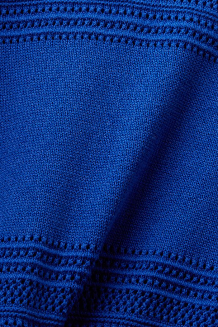 Hålstickad tröja med rund ringning, BRIGHT BLUE, detail image number 5