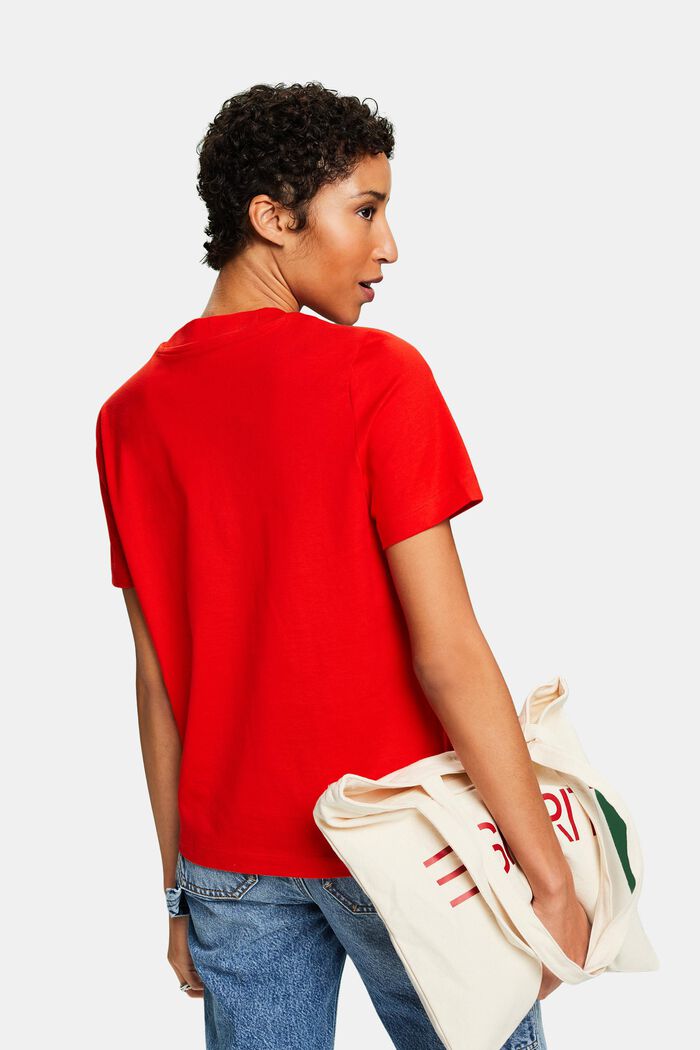 T-shirt i pimabomull med broderad logo, RED, detail image number 2