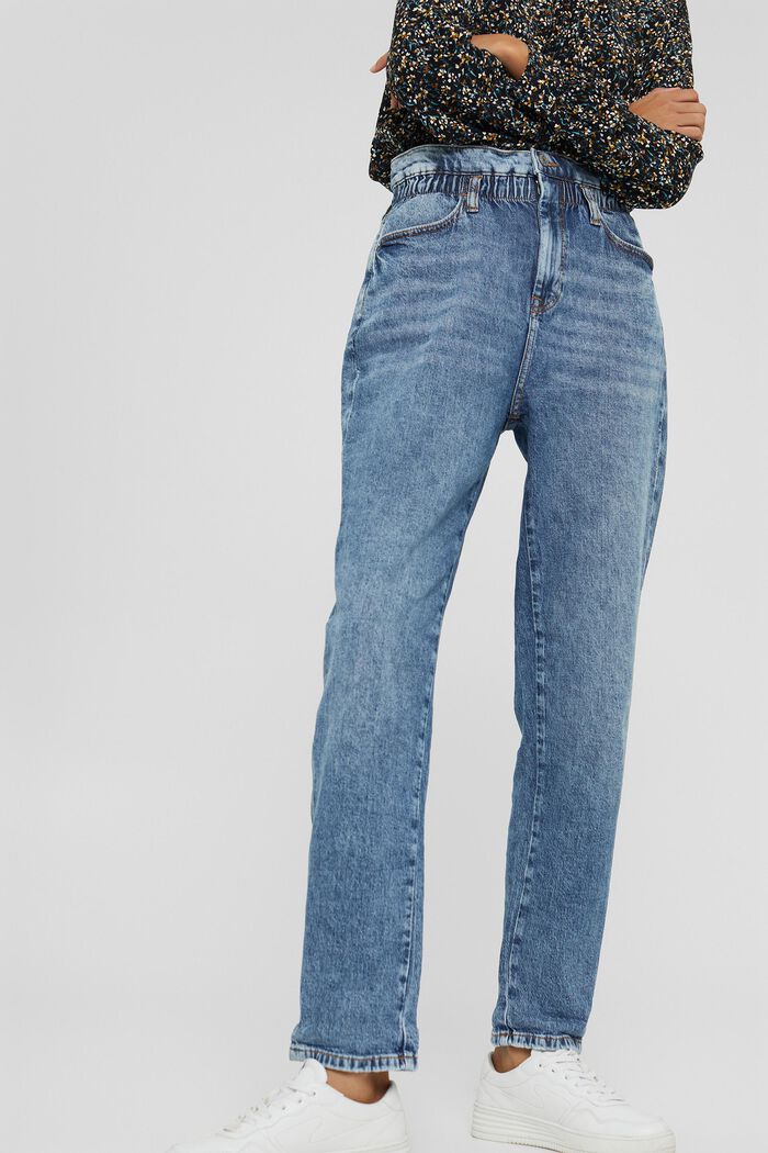 Jeans med resårlinning, i ekobomullsmix, BLUE MEDIUM WASHED, detail image number 0