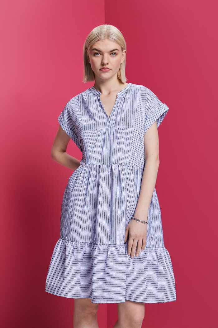 Randig klänning, 100 % bomull, BRIGHT BLUE, detail image number 0