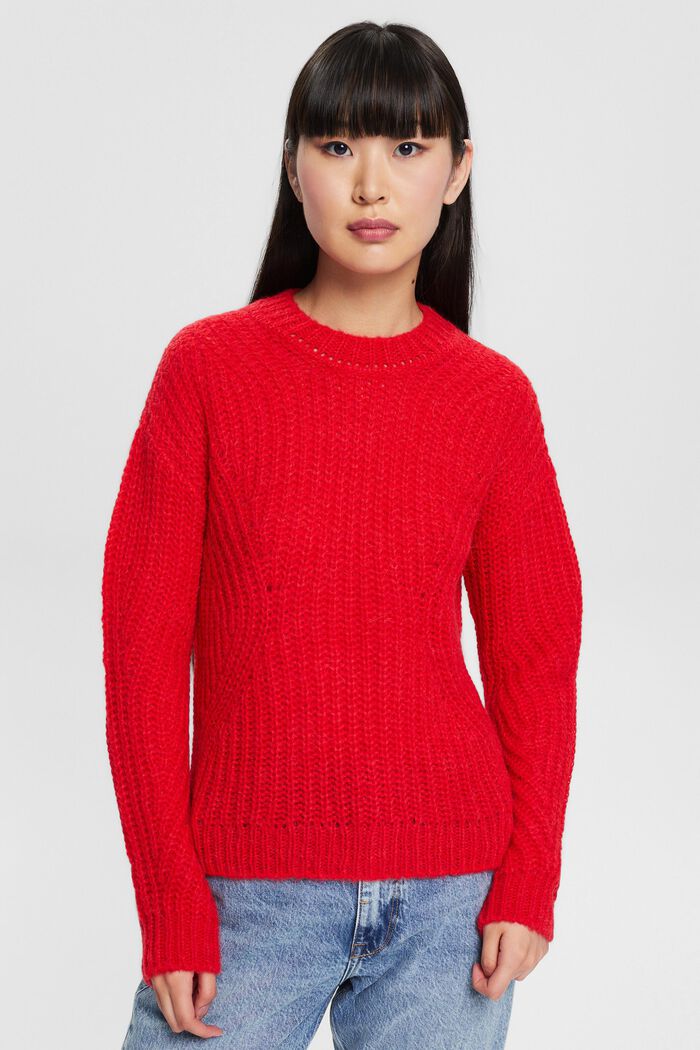 Med alpacka: stickad tröja, RED, detail image number 0