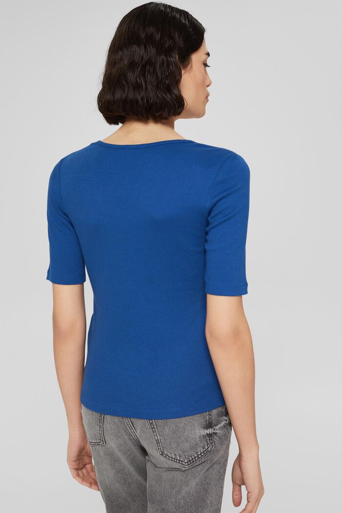 Finribbad T-shirt, ekobomullsmix, BRIGHT BLUE, detail image number 3