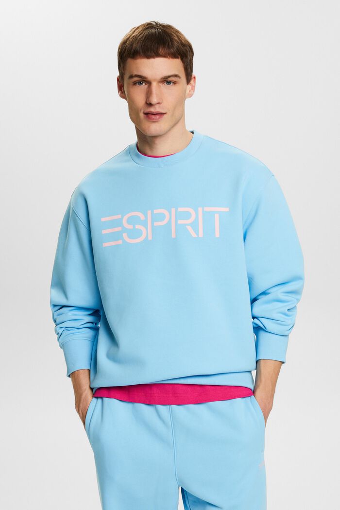 Sweatshirt i bomullsfleece med logo, unisexmodell, LIGHT TURQUOISE, detail image number 0