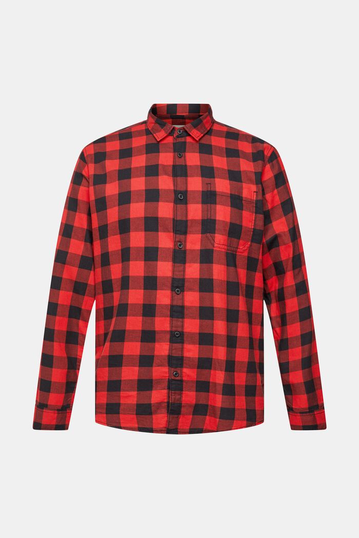 Vichyrutig flanellskjorta i hållbar bomull, RED, detail image number 5