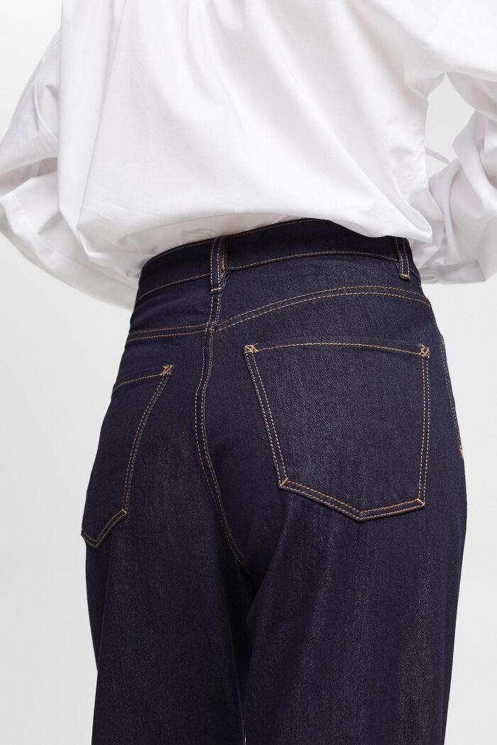Jeans med hög midja, raka ben och uppvik, BLUE RINSE, detail image number 3