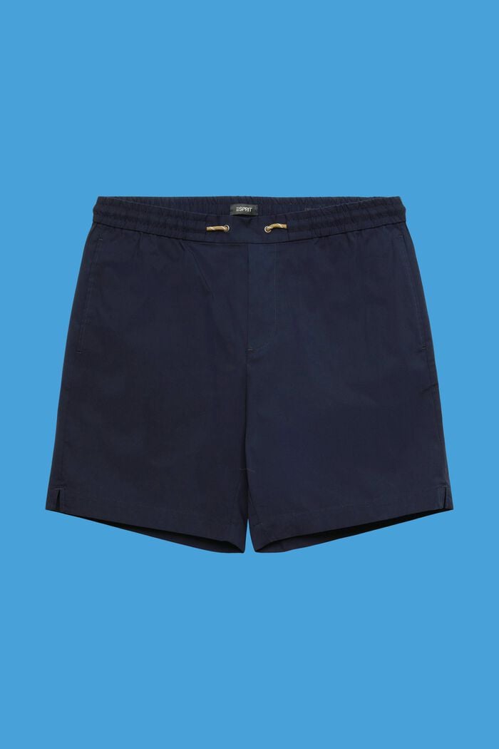 Dra-på-shorts i bomullspoplin, NAVY, detail image number 7