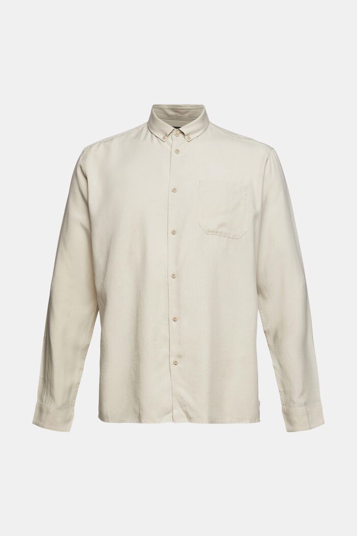 Med linne: button down-skjorta, LIGHT BEIGE, overview