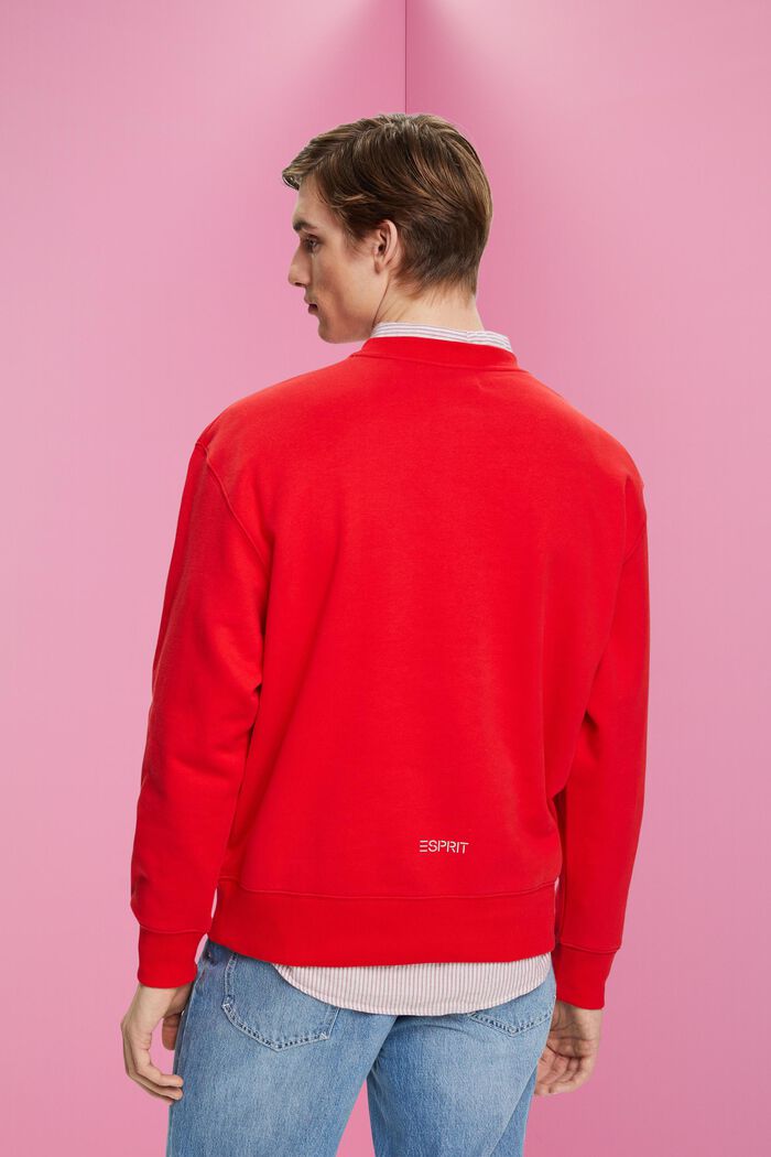 Sweatshirt med litet delfintryck, ORANGE RED, detail image number 3