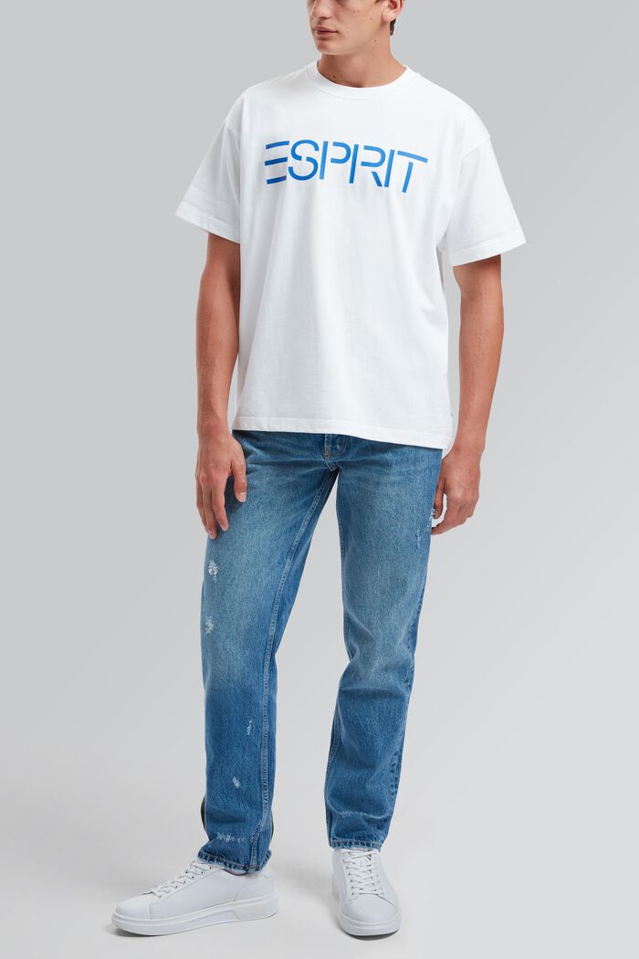 T-shirt med logotryck i unisexmodell, WHITE, detail image number 2