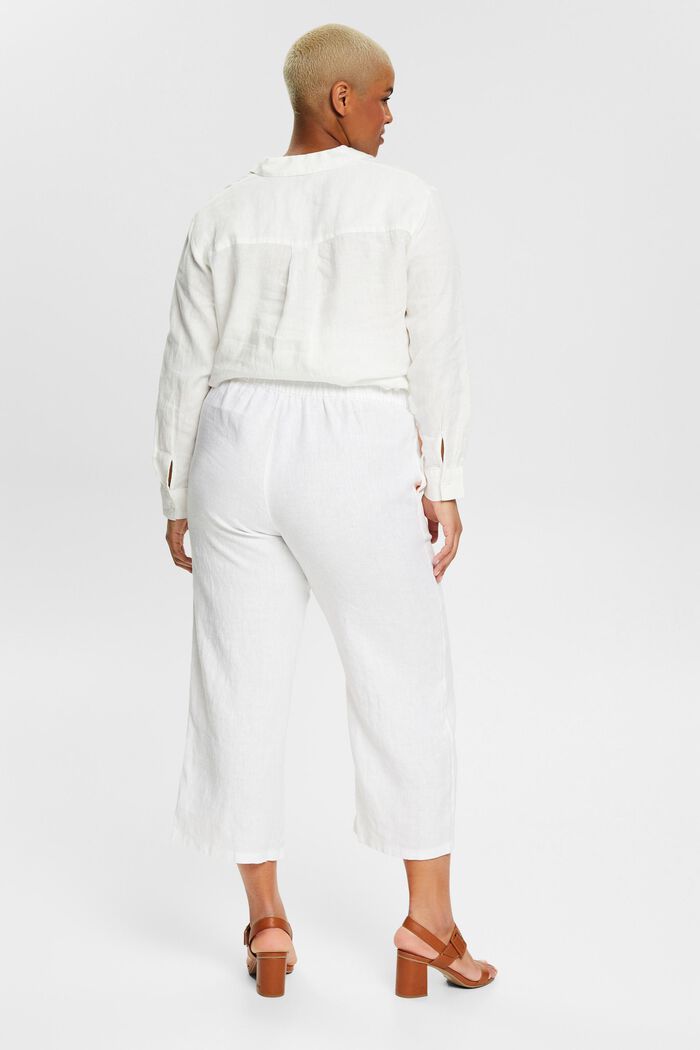 CURVY Culotte i 100% linne, WHITE, detail image number 3