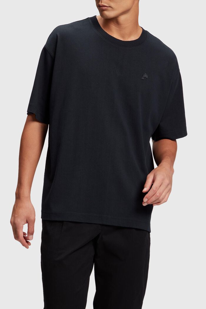 T-shirt med ledig passform och delfinmärke, BLACK, detail image number 0