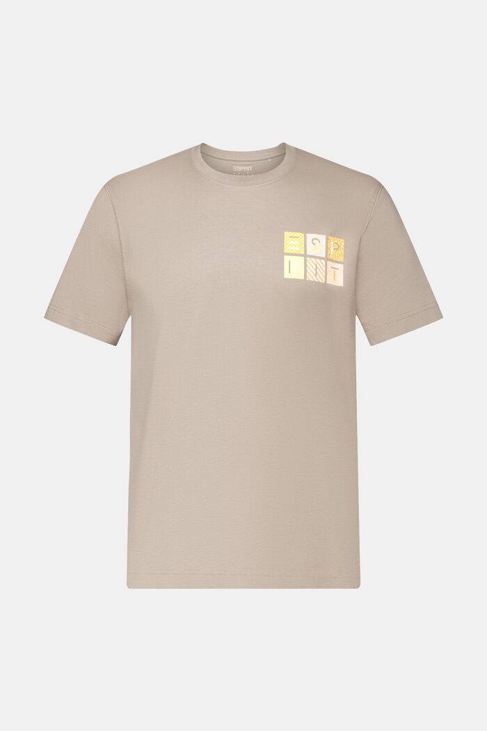 T-shirt i bomullsjersey med logo, LIGHT TAUPE, detail image number 6
