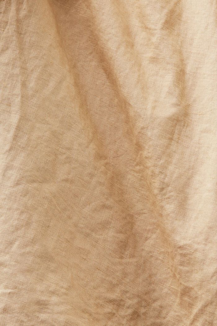Skjortklänning med skärp i linne-bomullsmix, BEIGE, detail image number 4