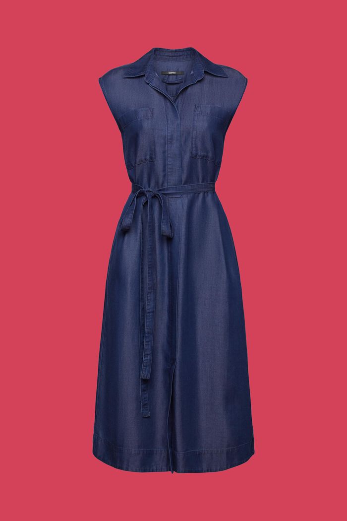 Skjortklänning i TENCEL™ denim med skärp, BLUE DARK WASHED, detail image number 6