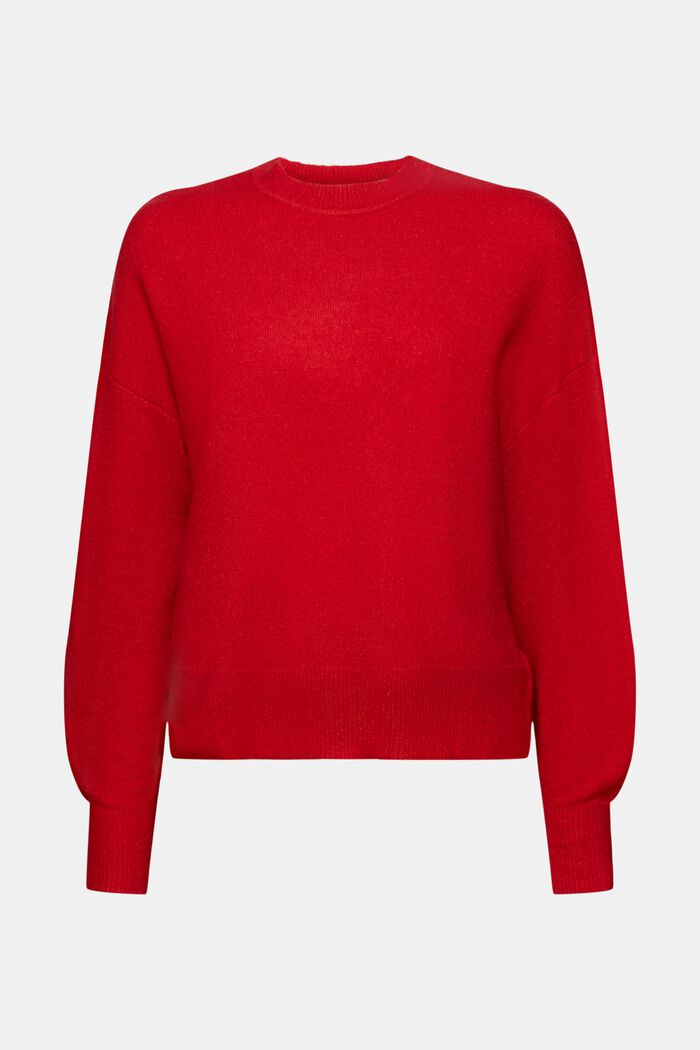 Stickad tröja med vid ärm, DARK RED, detail image number 6