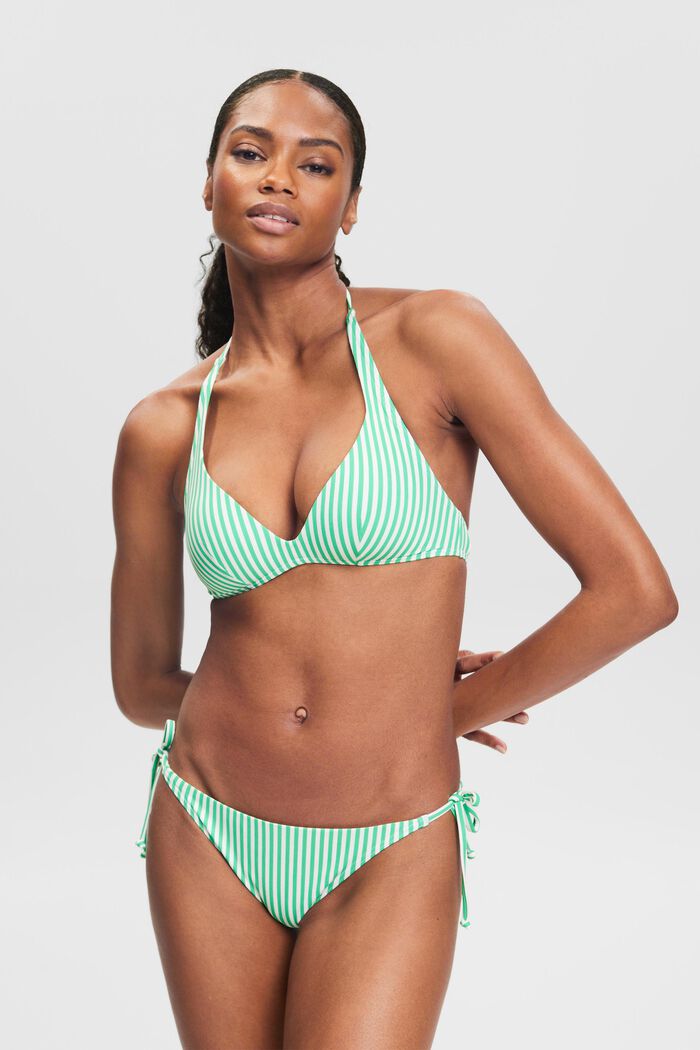 Randig bikiniöverdel med halterneck, GREEN, detail image number 0