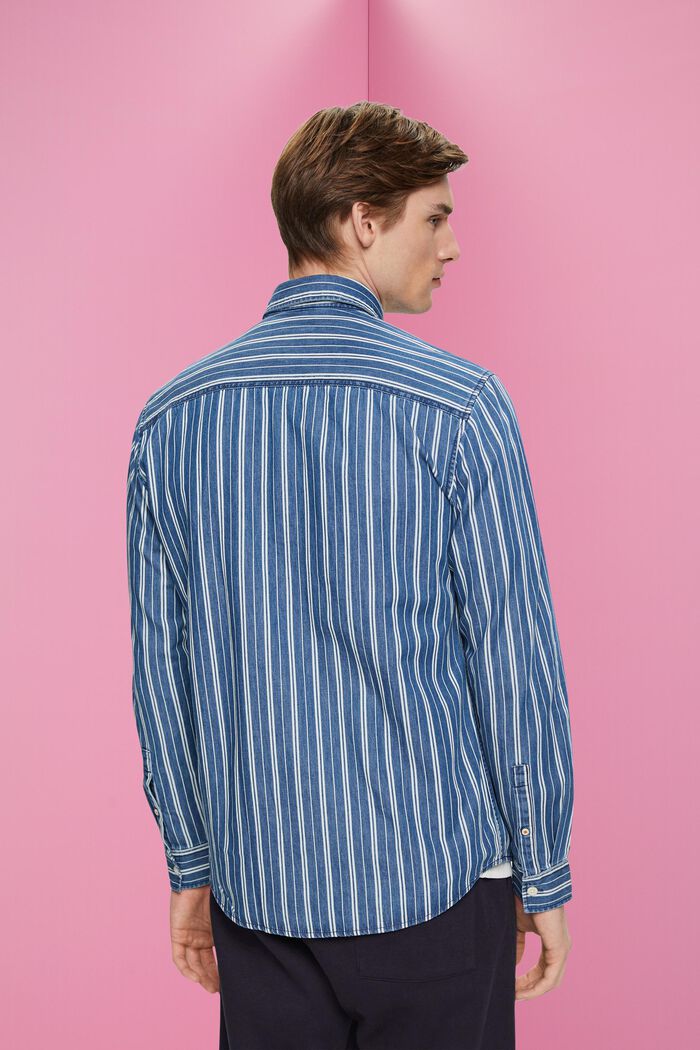 Jeansskjorta med smal passform med ränder, ICE, detail image number 3