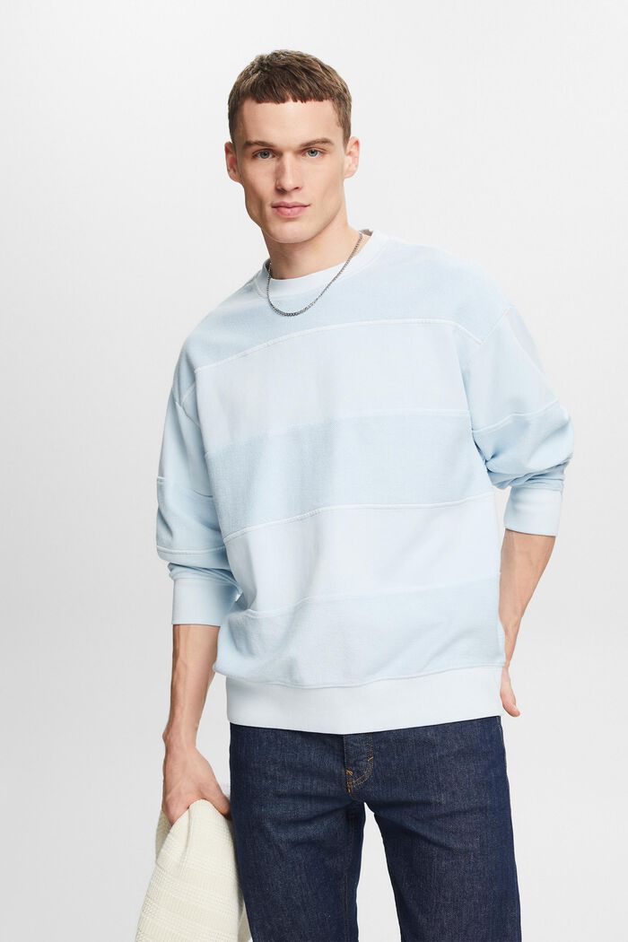 Sweatshirt i texturerad ekologisk bomull, LIGHT BLUE, detail image number 4