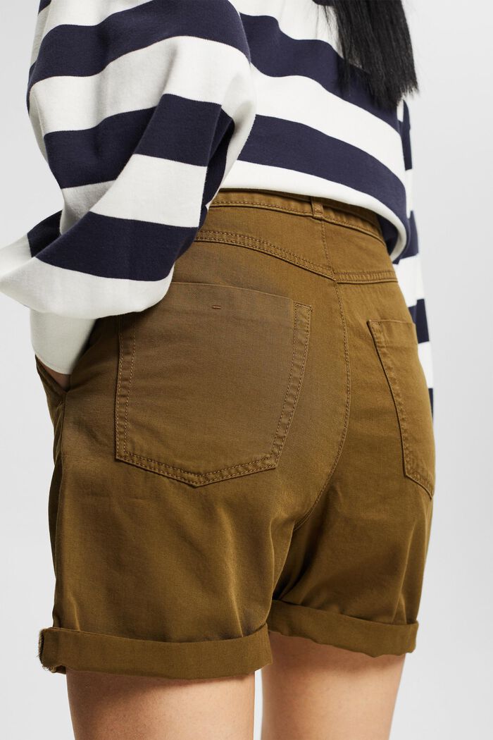 Shorts i 100% pimabomull med hög midja, KHAKI GREEN, detail image number 3